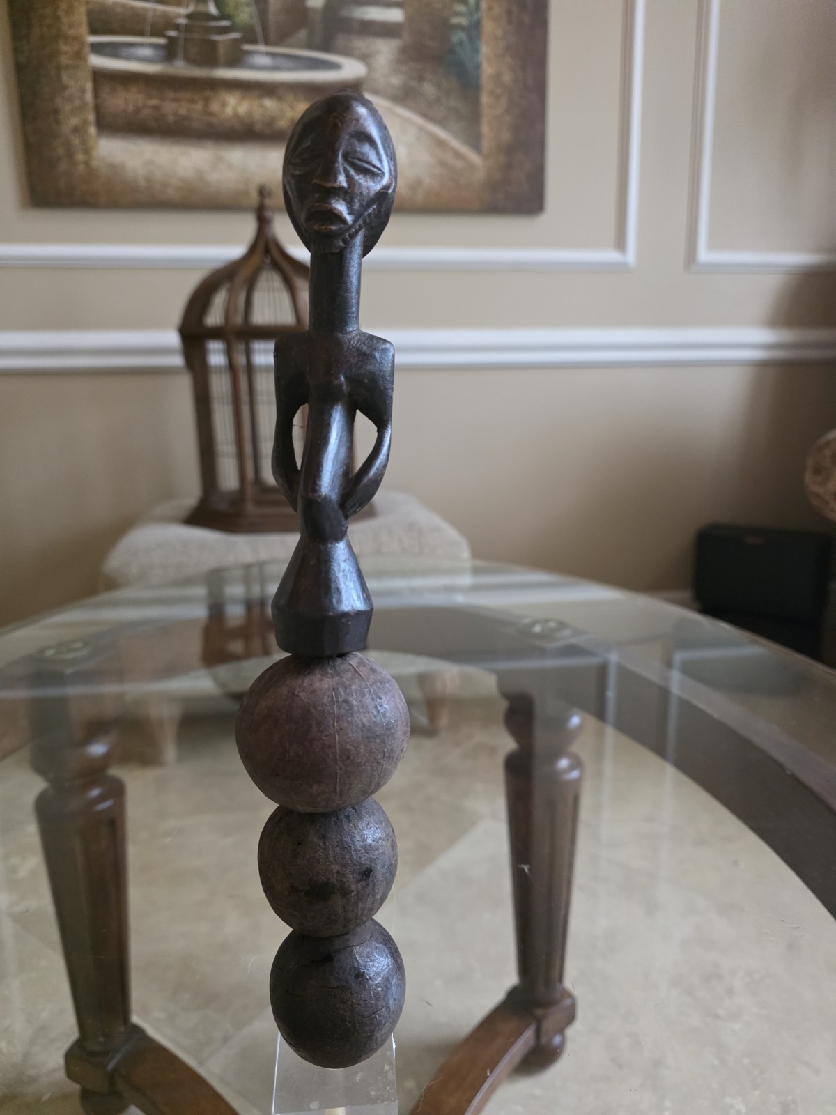 Vintage Hand Carved African Wooden Figure Statue Long Neck Elongated Art Tribal