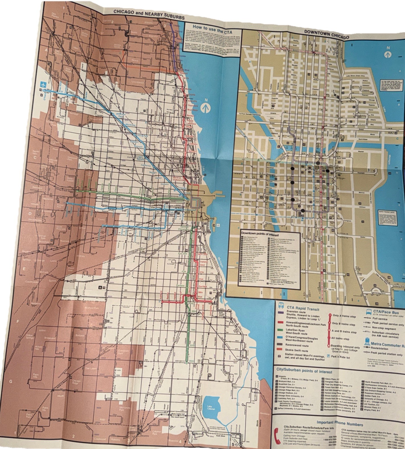 1986 - 1987  Great Looking CTA Vintage Map Transit