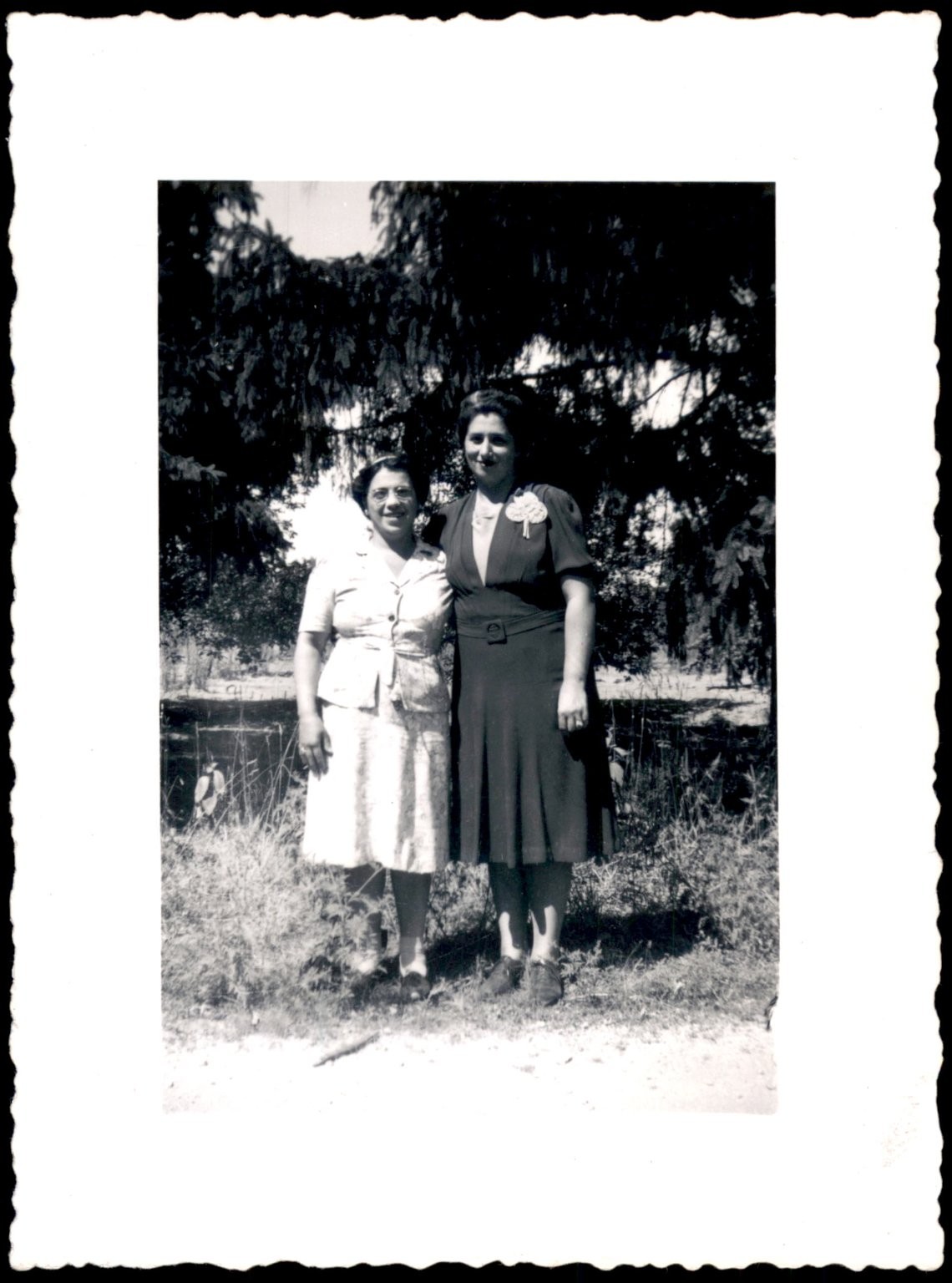 Two Women Portrait 1940s Snapshot Photograph Vintage Americana