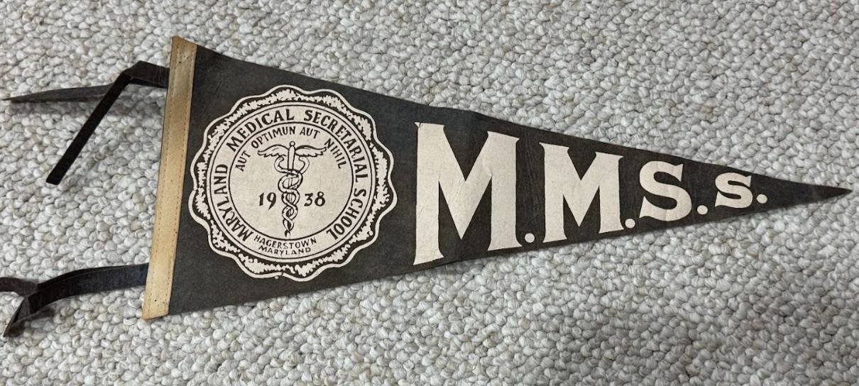RARE Vintage Maryland Medical Secretarial School Pennant M.M.S.S.