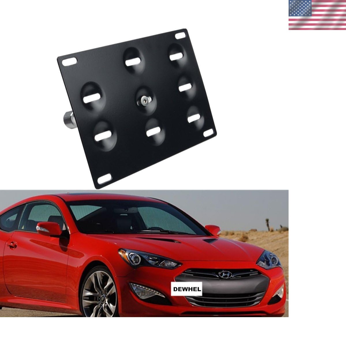 JDM Front Bumper Tow Hook License Plate Mount Bracket Holder Tow Hole Adapter...