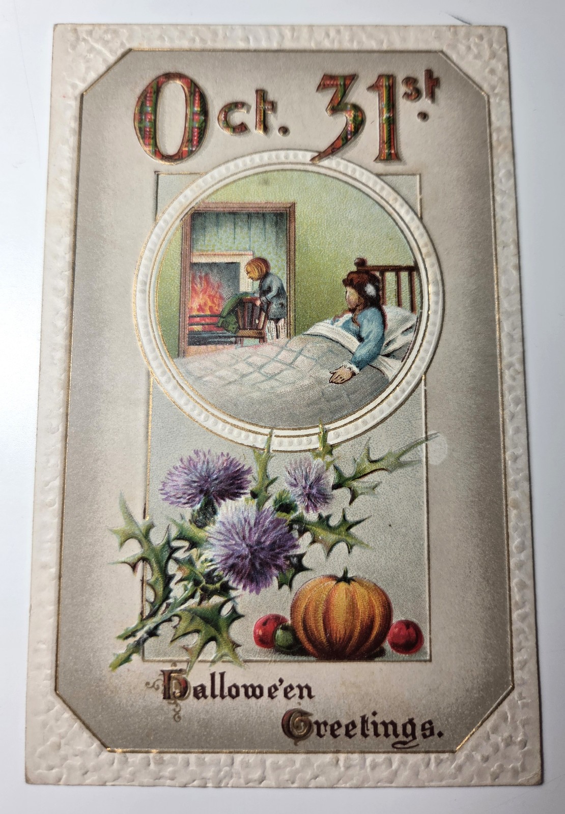 ANTIQUE GOTTSCHALK PUB HALLOWEEN POSTCARD Germany #2402 EMBOSSED