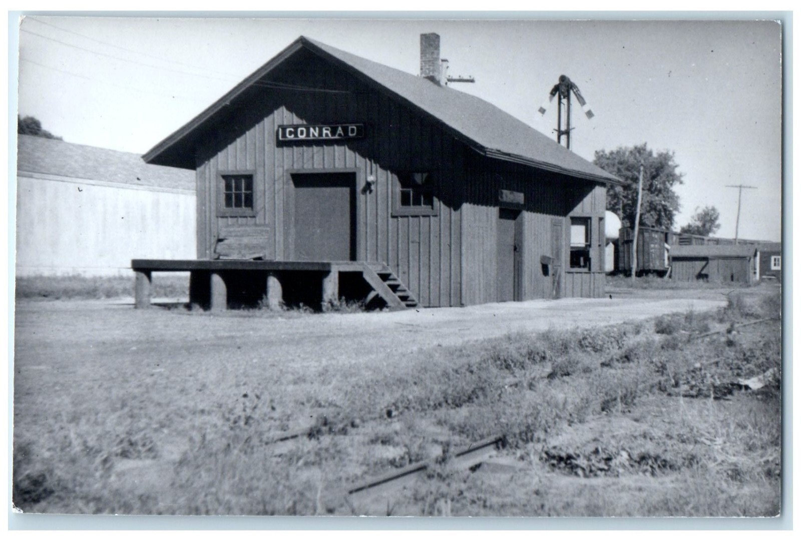 c1960\'s Conrad South Dakota SD Railway Train Depot Station RPPC Photo Postcard