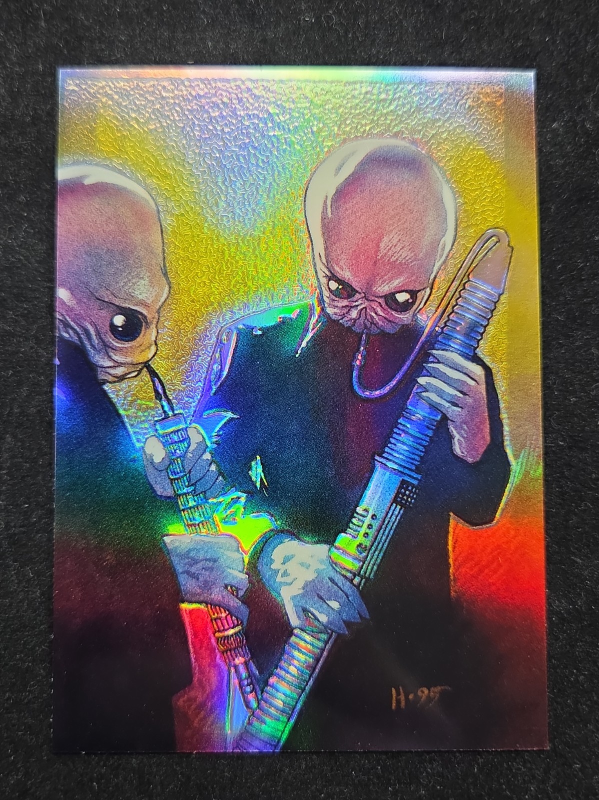1996 Star Wars Finest Topps GOLD Refractor Card #65 Cantina Band Mos Eisley Port