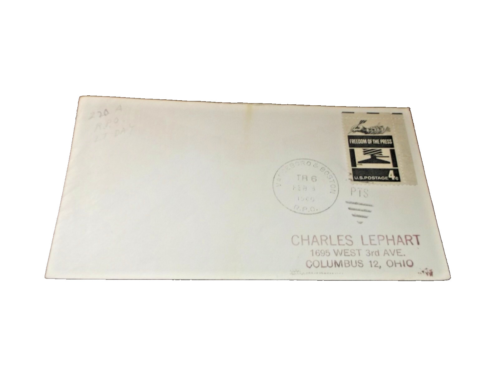 1960 MAINE CENTRAL COMPANY TRAIN #6 VANCEBORO & BOSTON RPO LAST RUN ENVELOPE
