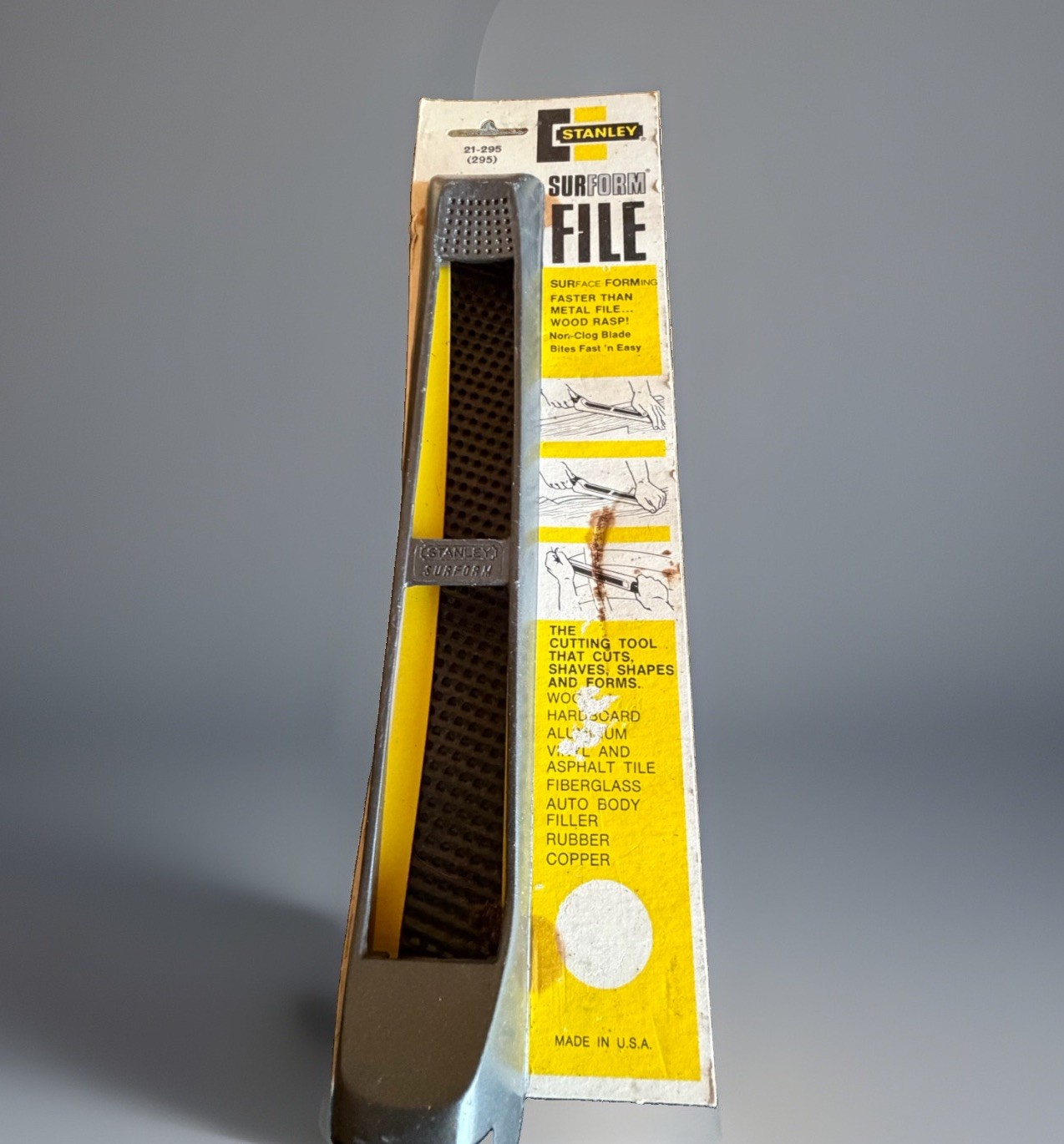 Vintage Stanley Surform Flat File 21-295 NOS Wood Rasp Shaping Tool Made In USA
