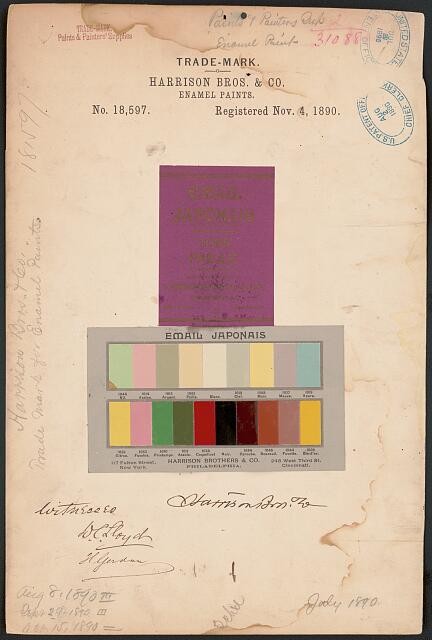 Photo:Harrison Bros Co Email Japonais Enamel Paints Trademark 1890