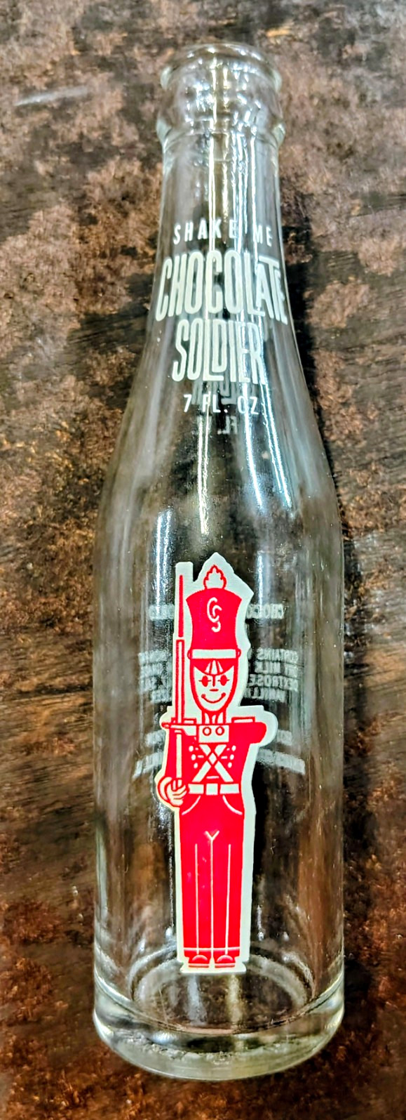 Chocolate Soldier Soda Bottle 7 fl oz Clear Glass Soda Bottle