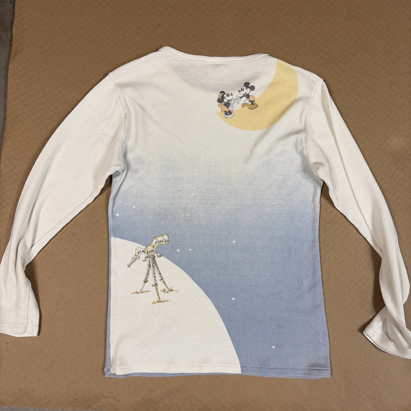 Vtg 70s Disney Kennington Mickey Minnie Ombre Scenic Shirt French Poetry W Small