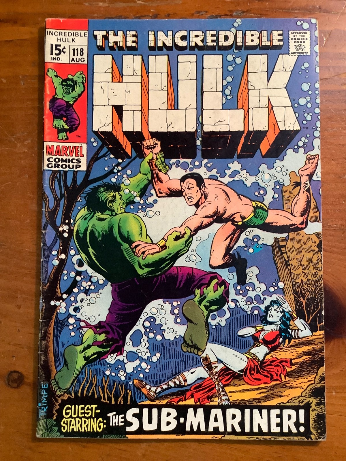 Incredible Hulk 118 Marvel 1969 Classic Hulk vs Sub-Mariner Battle BIN