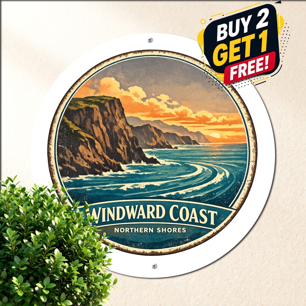 Cliffs Of Moher Ireland Coastal Landscape Travel Round Metal Sign Tin Plaque