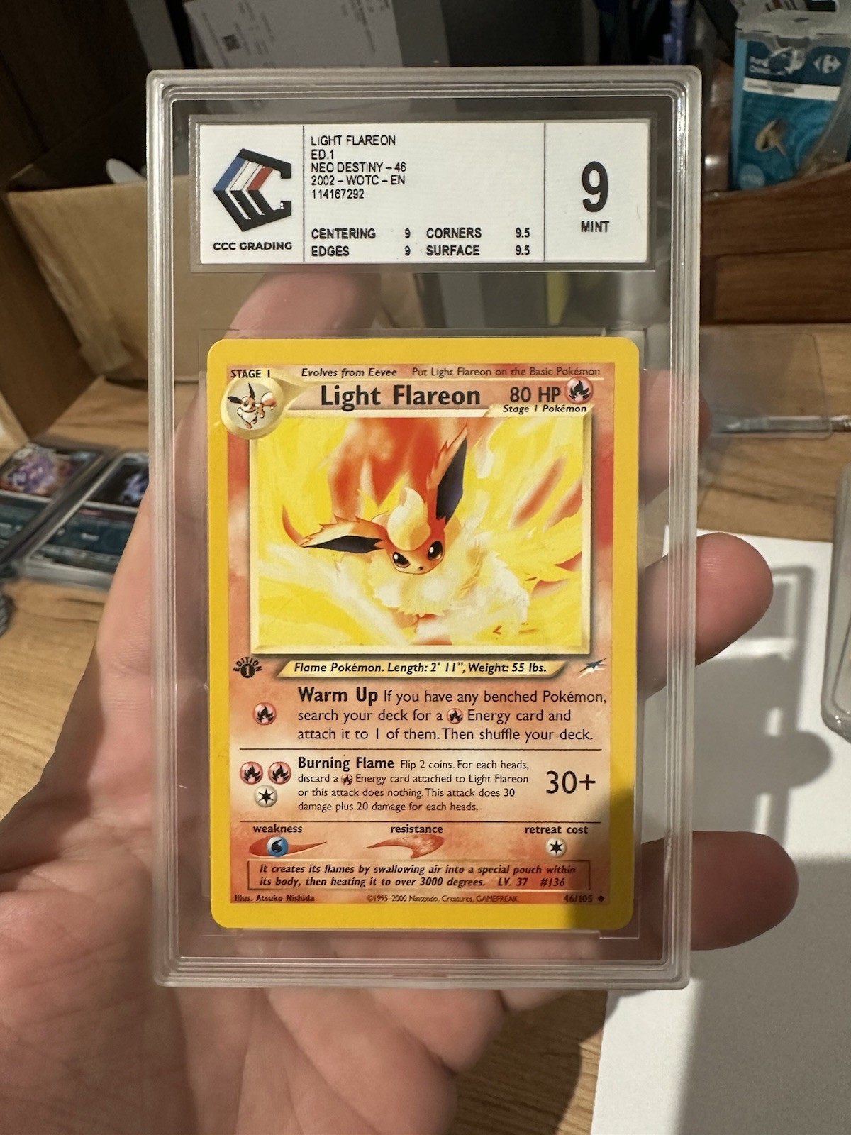Pokemon Light Flareon 46/105 Neo Destiny 1st Edition CCC 9 Mint WOTC Rare