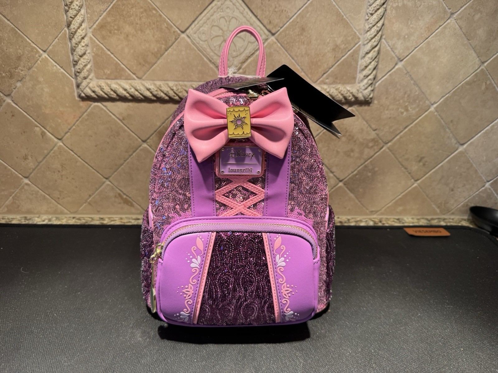 Loungefly Disney Tangled Rapunzel Sequin Mini Backpack Exclusive NWT WDBK2927