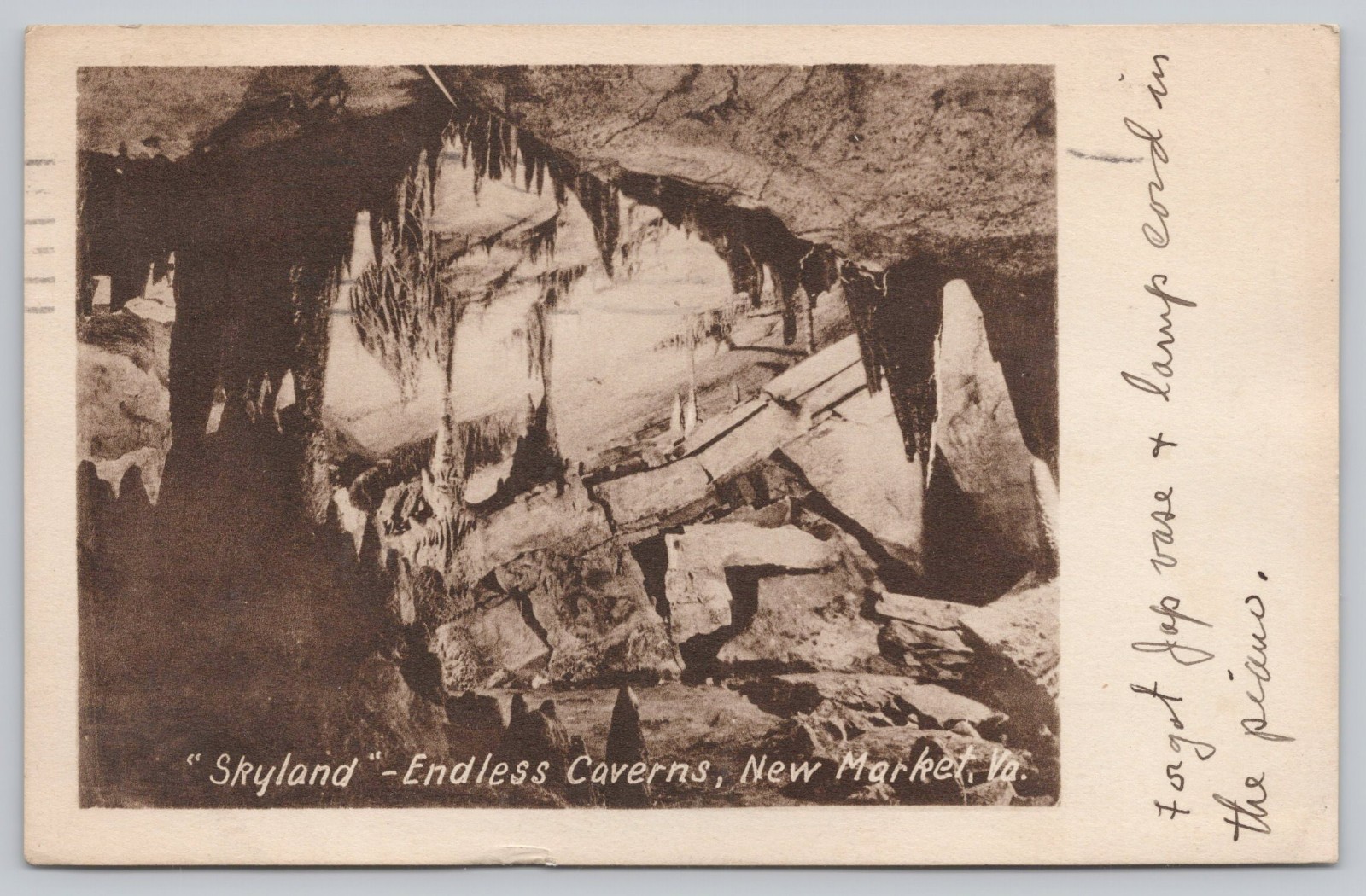 Postcard Skyland Endless Caverns New Market Virginia Posted 1924