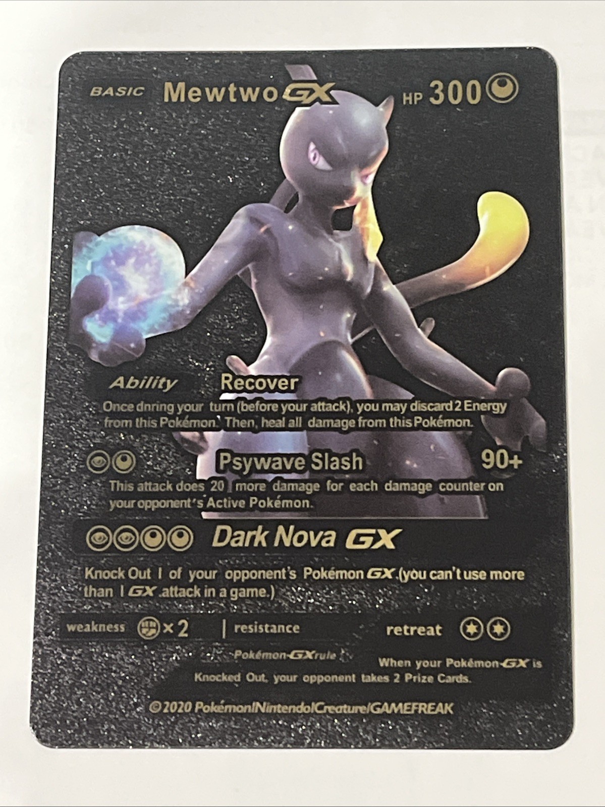 💥 Stunning Black Foil Mewtwo GX Custom Fan Art Card 💥