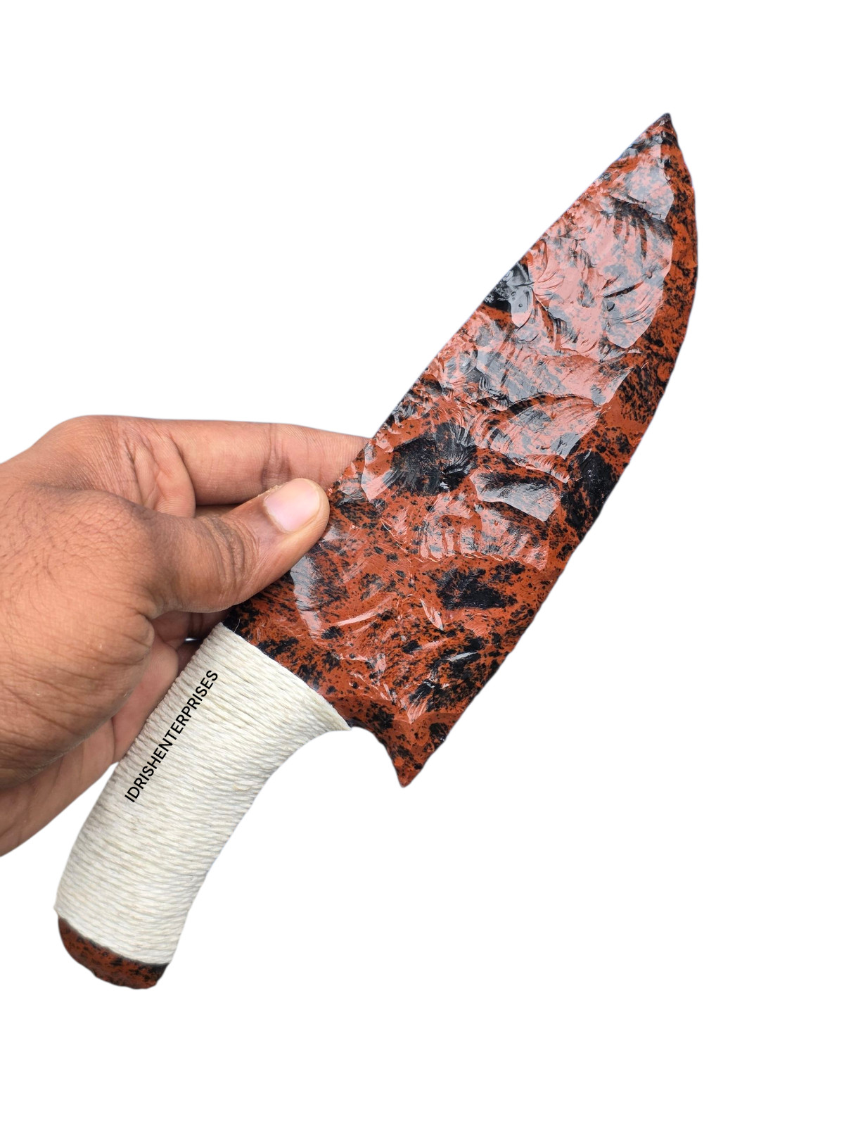 Natural Mahogany Obsidian Knife 10 Inch Hand Knapped Stone Blade Collectible.