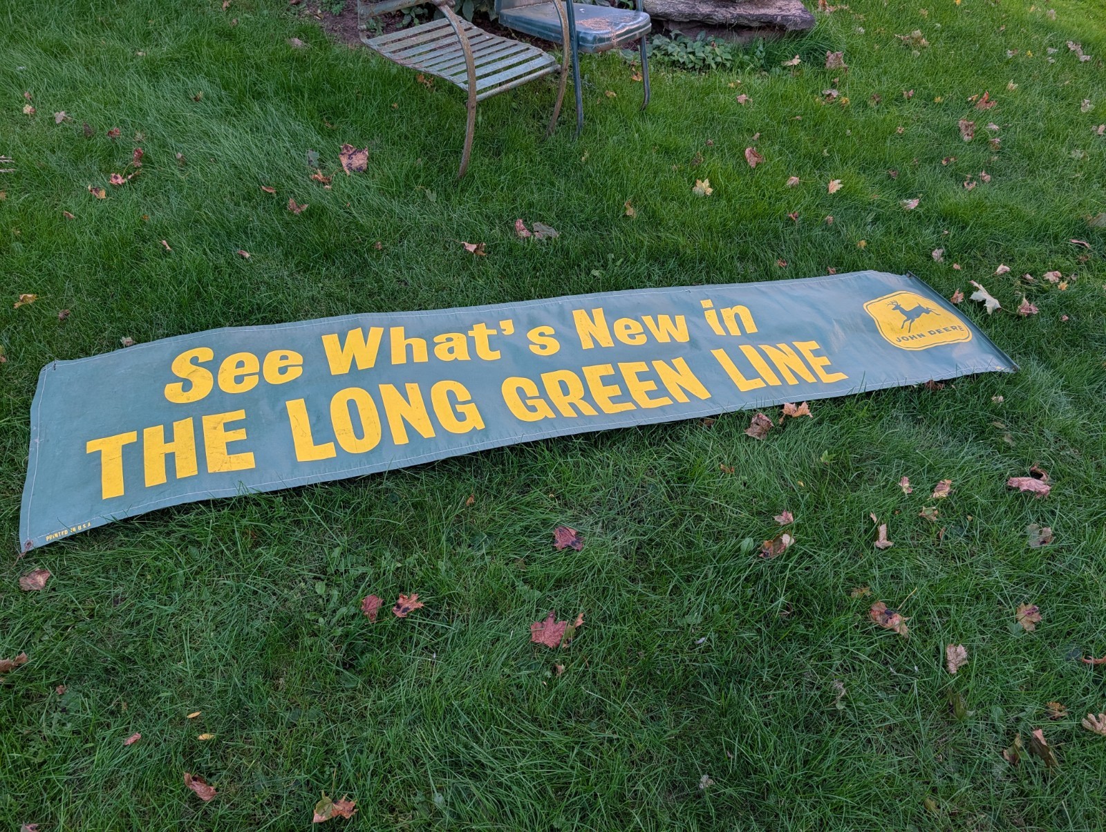 Vintage John Deere Tractor FARMING EQUIPMENT Advertising Sign Oil Cloth Banner 