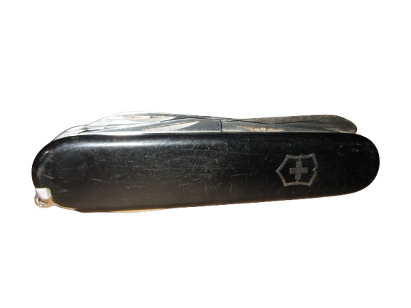 Black Victorinox Champion Plus Swiss Army Knife Grooved Corkscrew