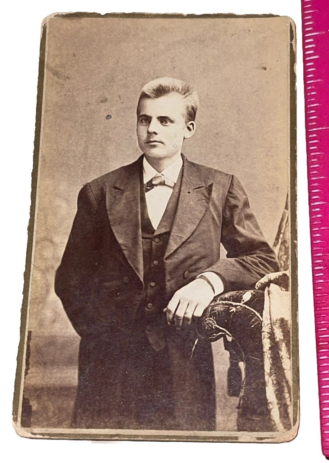 Fun Antique Cabinet Card Victorian Young Man Photo Photograph 4”  