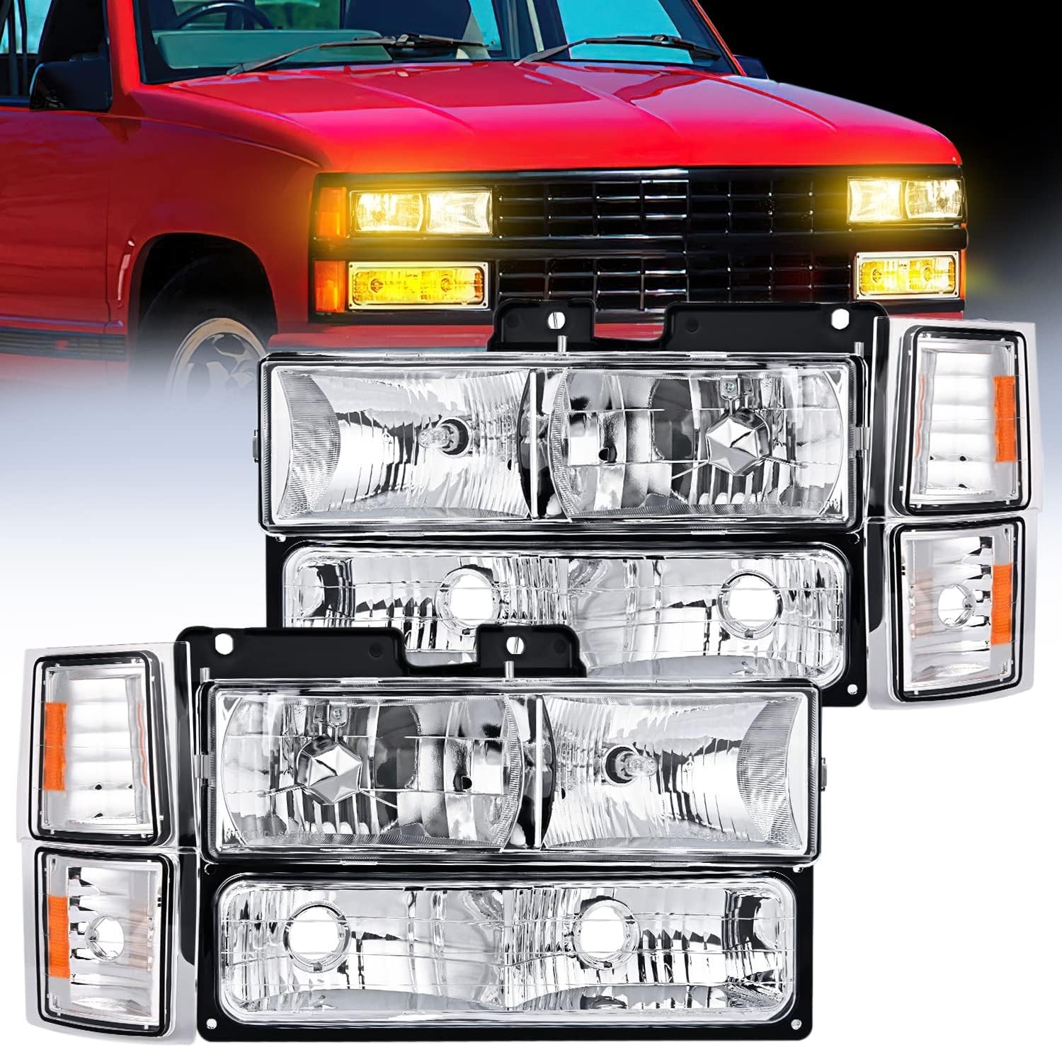 Headlight Assembly for 1994-1998 GMC Yukon Sierra C/K 1500-3500 1994 1995 1996..