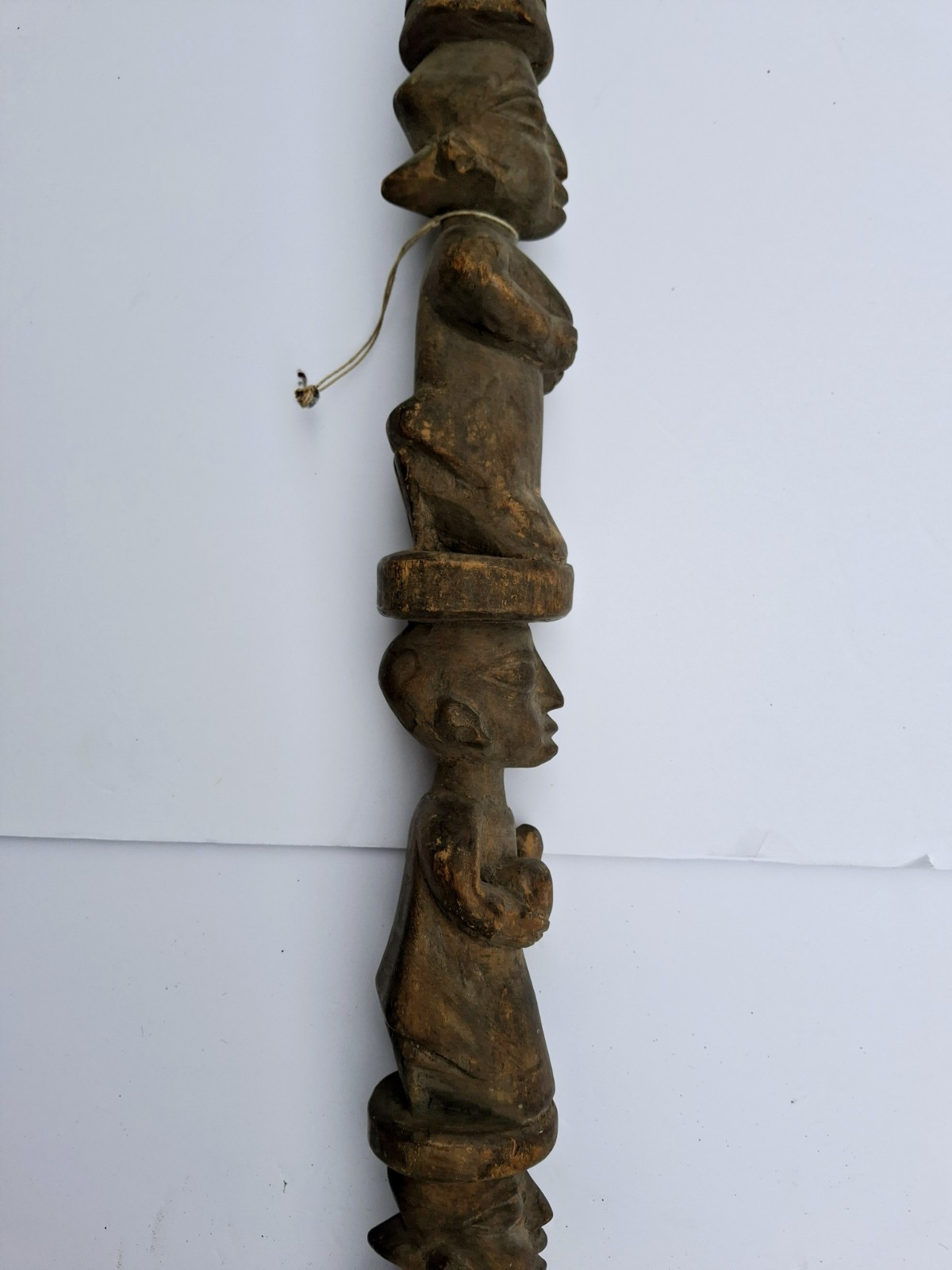 Nigerian Yoruba Bell. Three Figure Totemic Gong Raddle Sculpure Jean-Pierre Hall