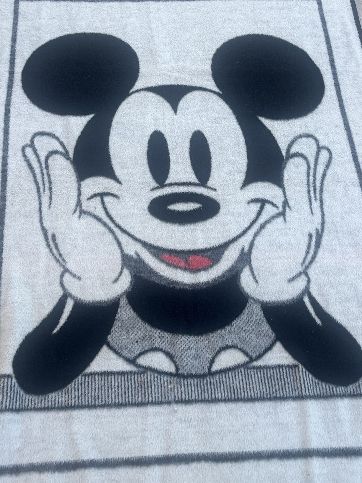 Vintage Biederlack Disney Mickey Mouse Fleece Blanket 54X72 In