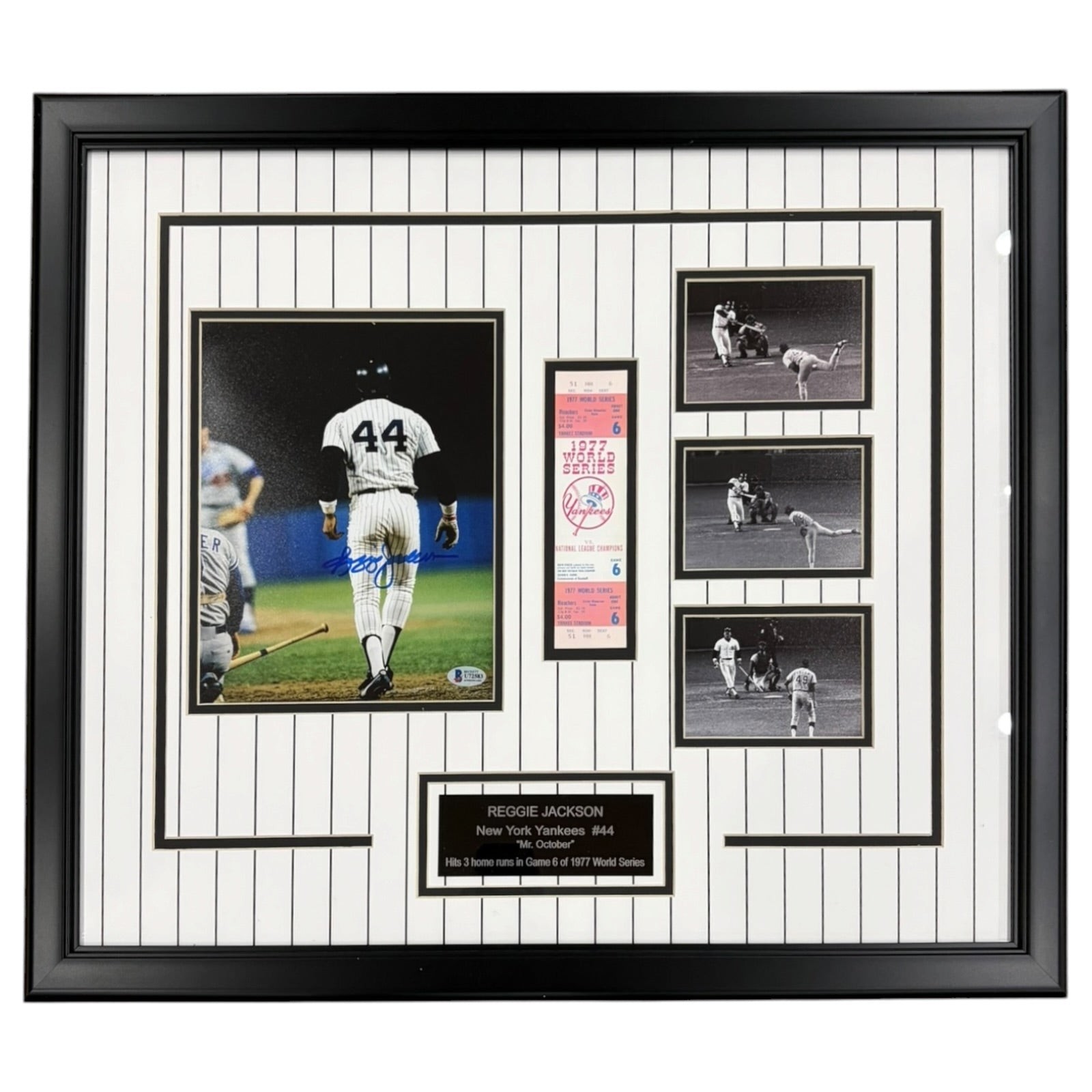Reggie Jackson Autographed New York Yankees (3 WS HR) Deluxe Framed 8x10 Photo w