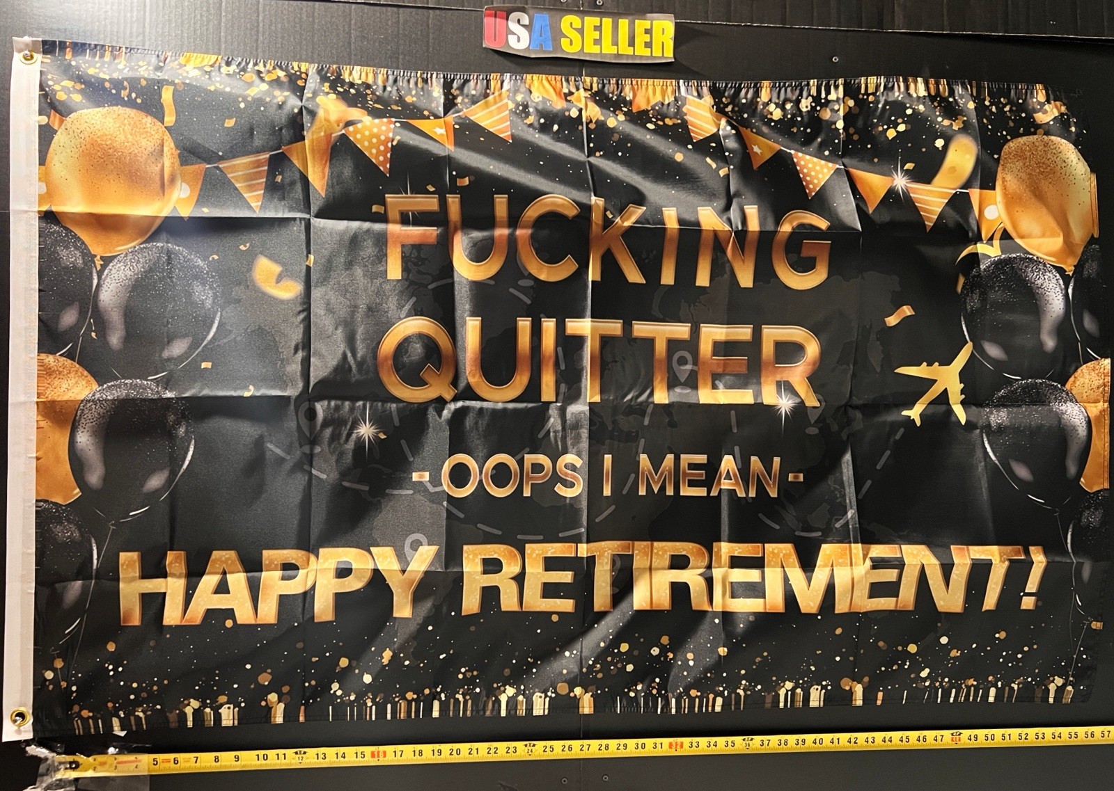 Happy Retirement Flag FREE USA SHIP F*cking Quitter Party Man Cave Sign 3x5\'