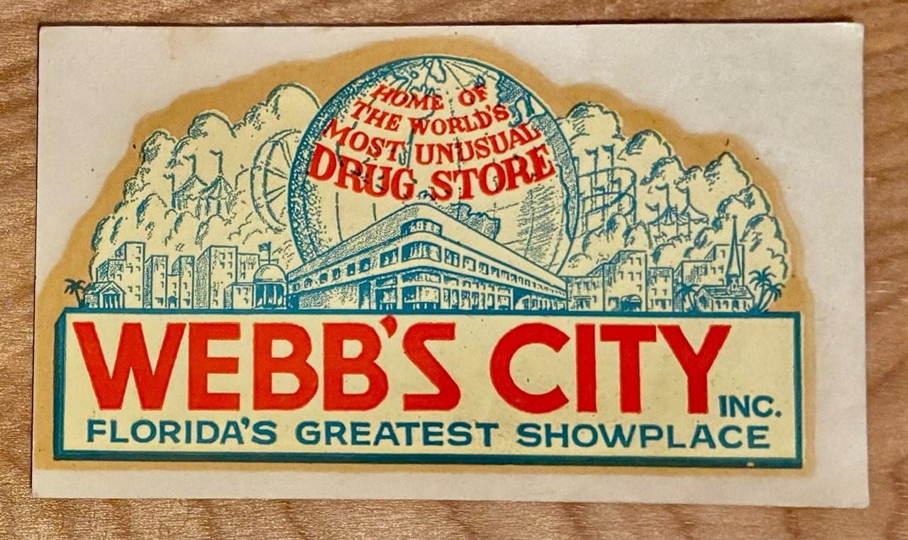 Vintage 1950s St. Petersburg Florida Webb\'s City Souvenir Decal