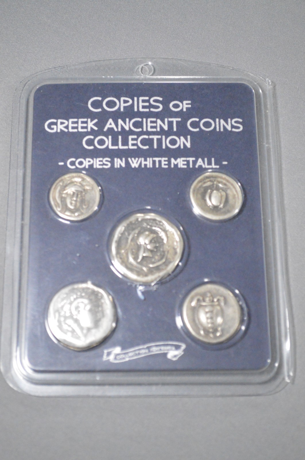 Ancient Greek Coin Reproductions Set of 5 White Metal Replica Coins Greece