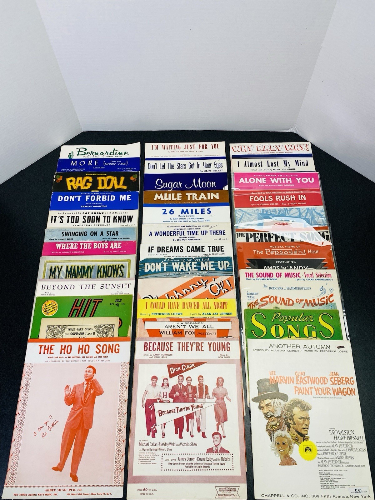 Vintage Sheet Music Lot 1940s-1960s Pop Country Movie Disney Clint Eastwood Pat
