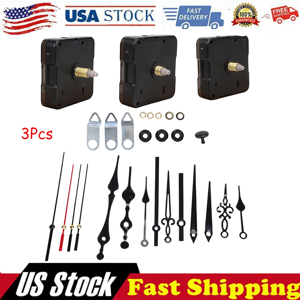 3PCS DIY Wall Quartz Clock Movement Mechanism Replacement Repair Tool Parts Kits