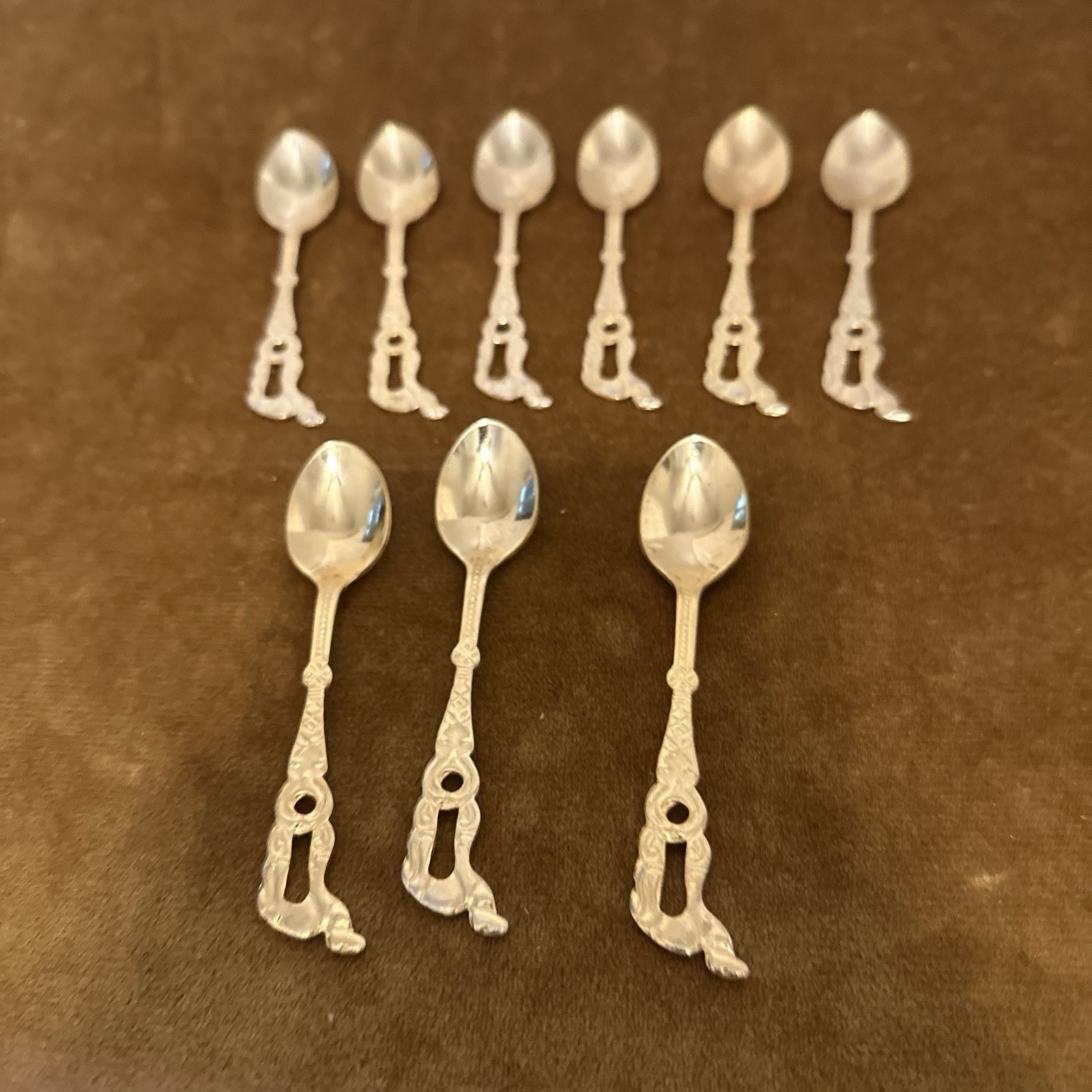 9 Vintage Japan Souvenir Spoons Gold Tone Camel Handle Figural Mid Century 1950s