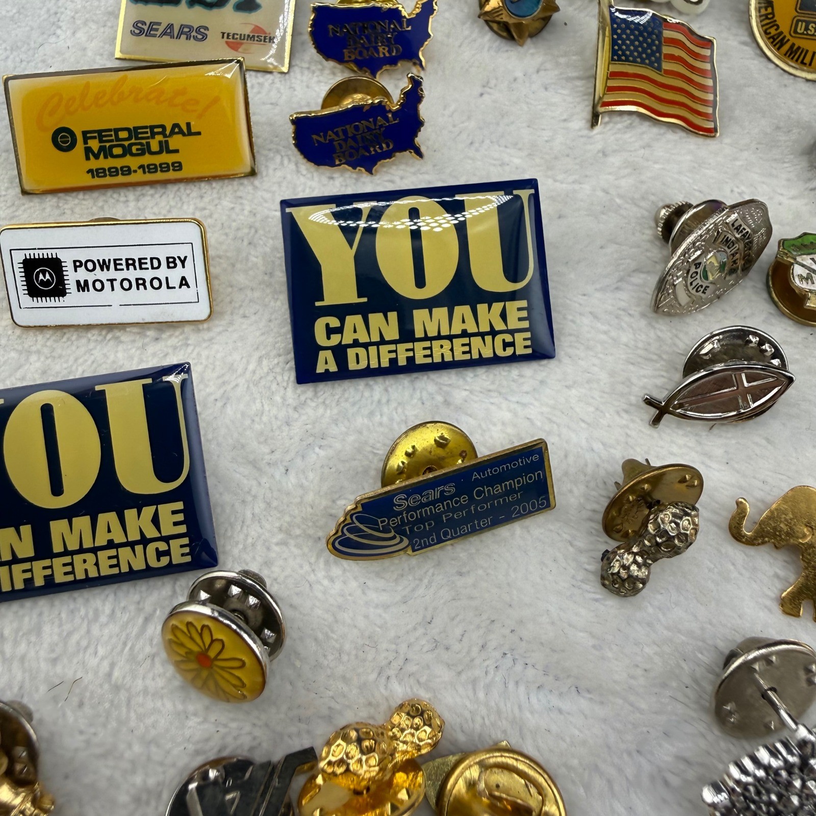 Vintage Mixed Lot Lapel Pins Sears Motorola Military Patriotic Religious Unisex