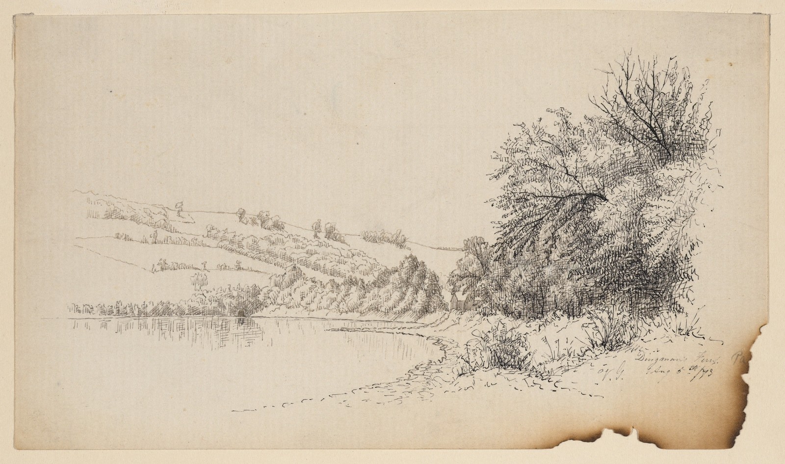 Dingmans Ferry Virginia 1873 Vintage Landscape Sketch Reprint Wall Art