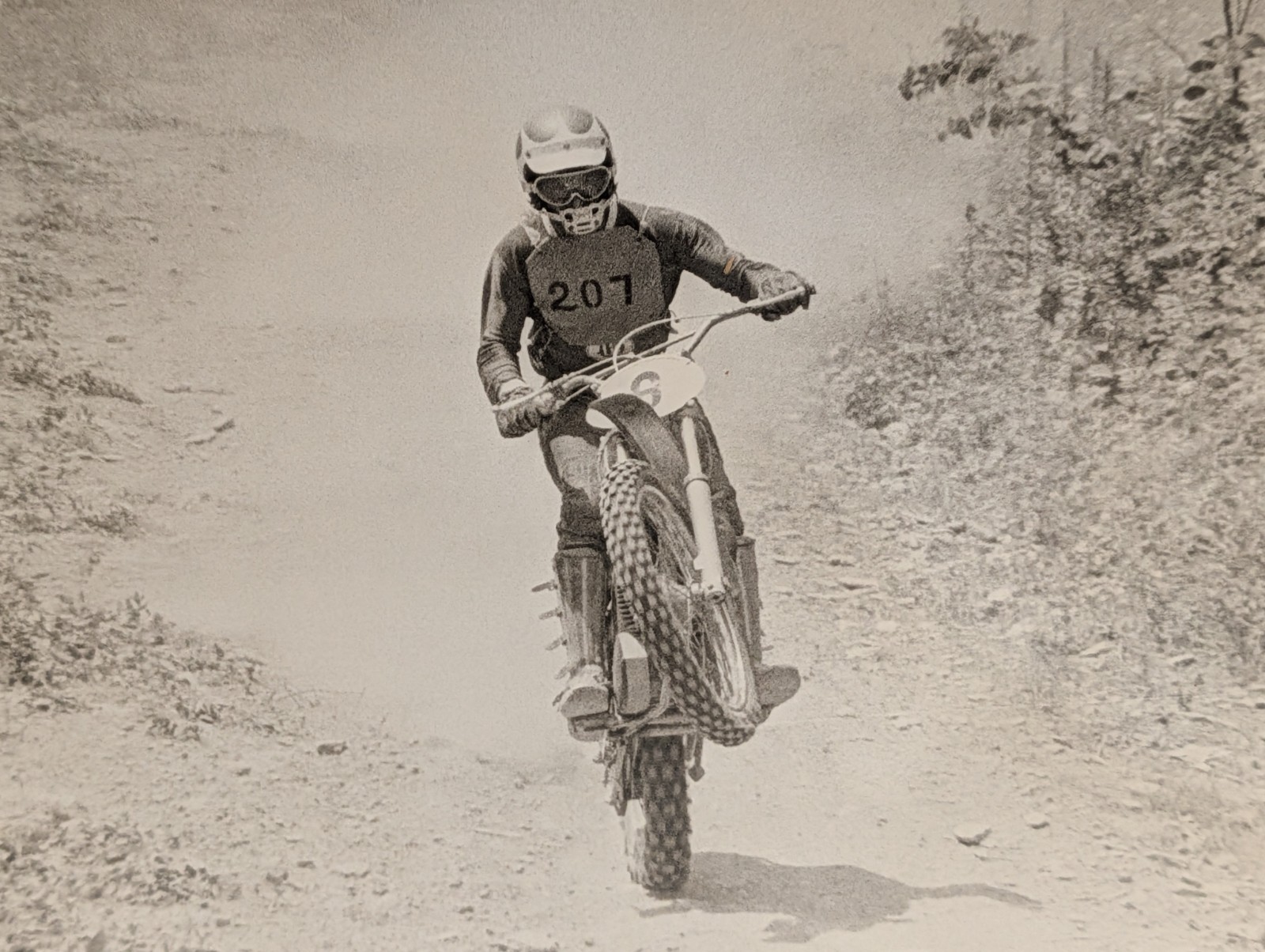 1970's Motocross Scrambles Motorcycle Race Action Photo Wheelie Rider #207 Agfa