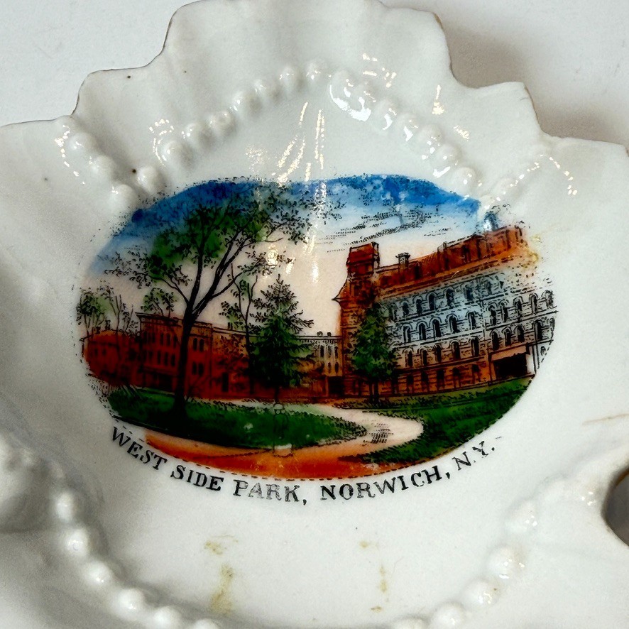 NORWICH NY West Side Park NEW YORK ANTIQUE Souvenir China TRINKET DISH