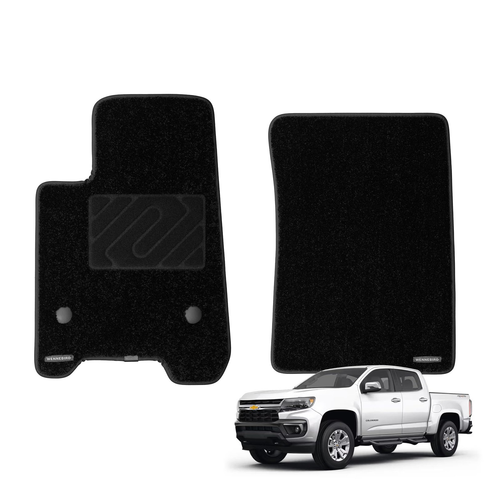 2Pc Front Carpet Floor Mats for Chevrolet Colorado Crew Cab 2023-2026 0.6