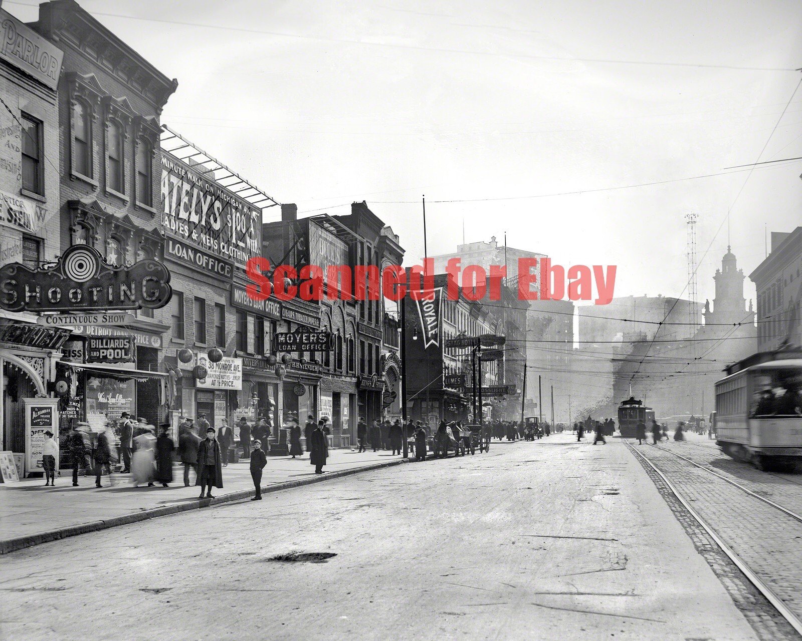 Circa 1908 Monroe Avenue Detroit 8x10 Photo 
