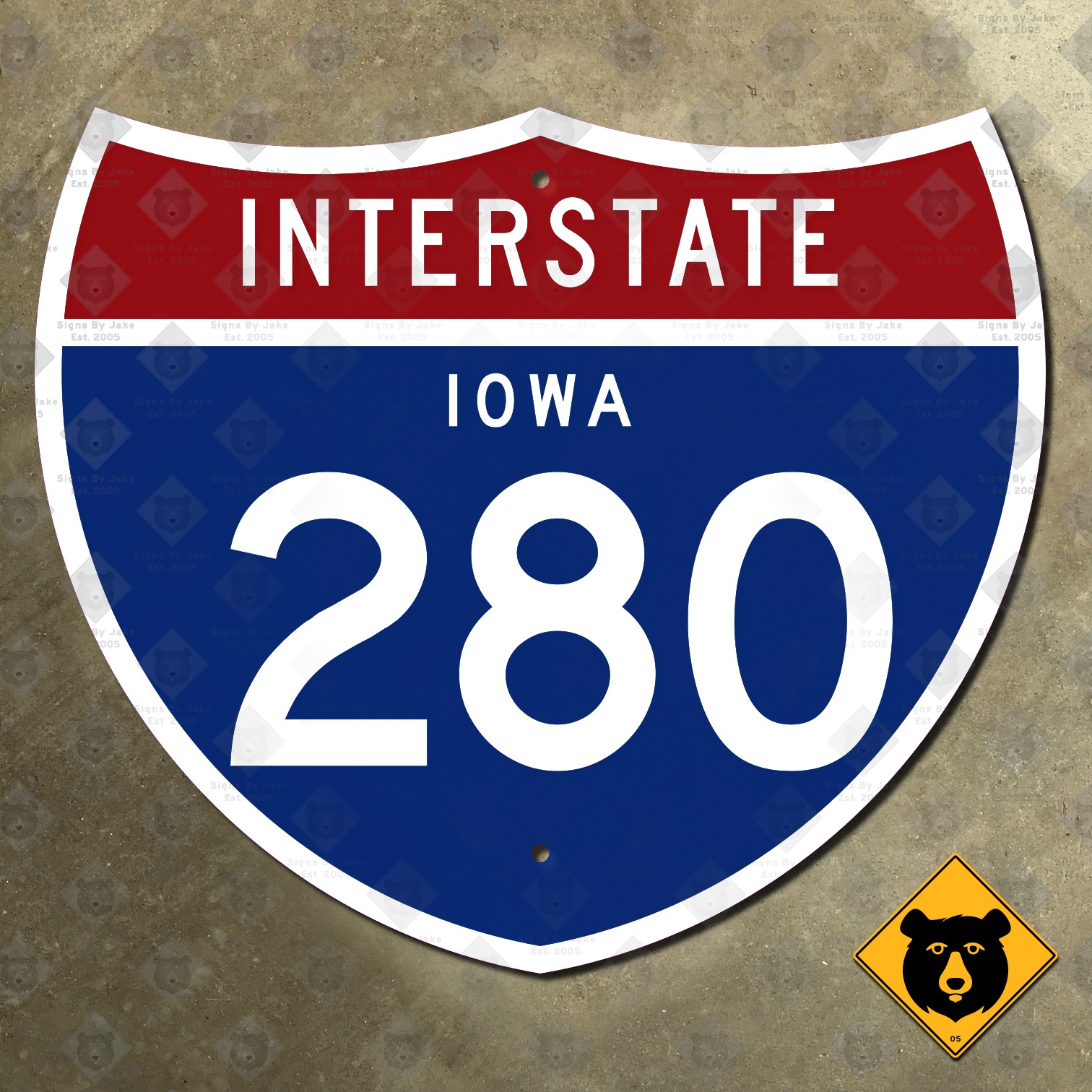 Iowa Interstate 280 highway route shield sign 1961 Davenport 28x24