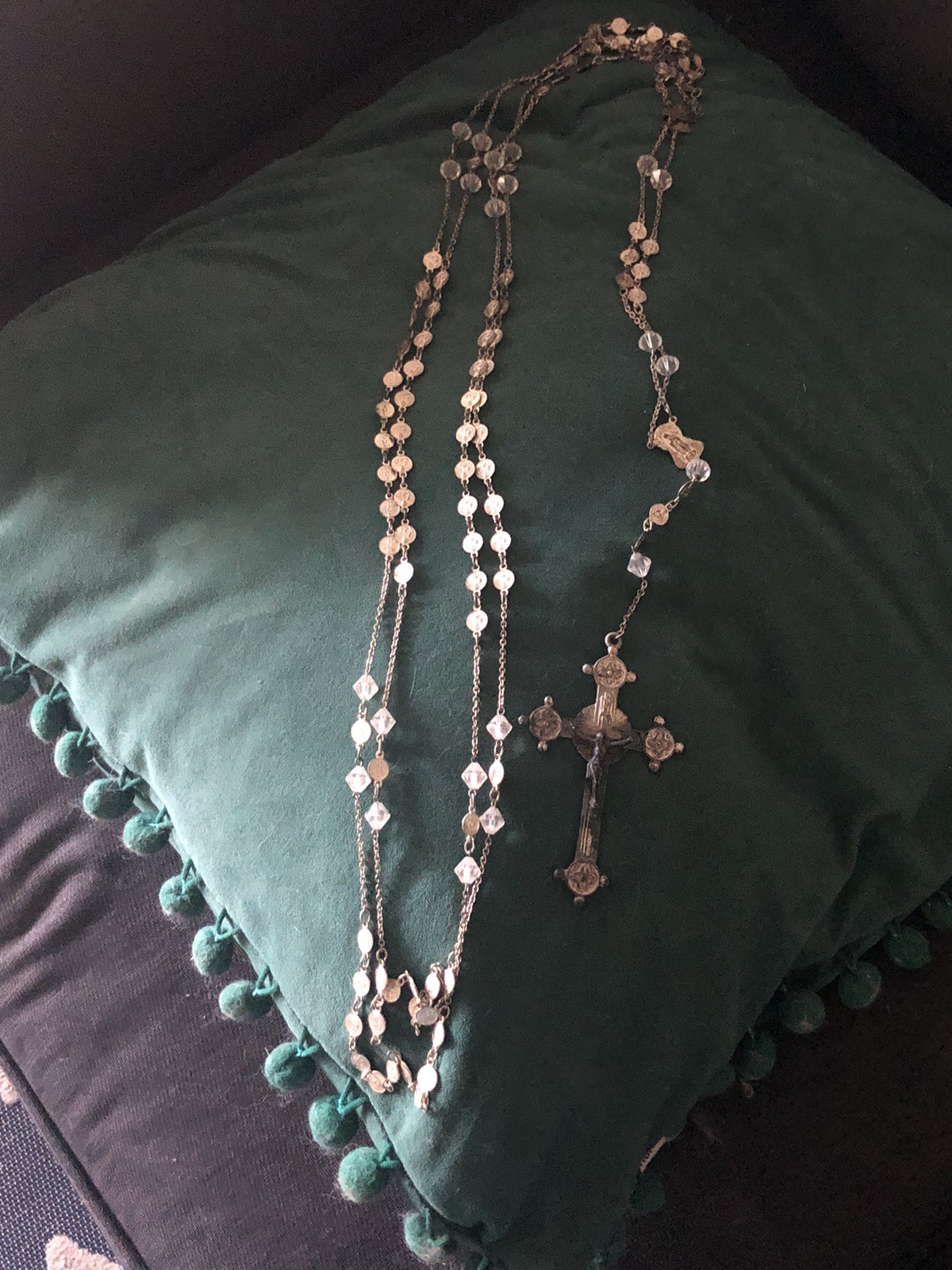 Vintage Beautiful Double Rosary. It Is Approximately 41 Inches In Length. Crysta
