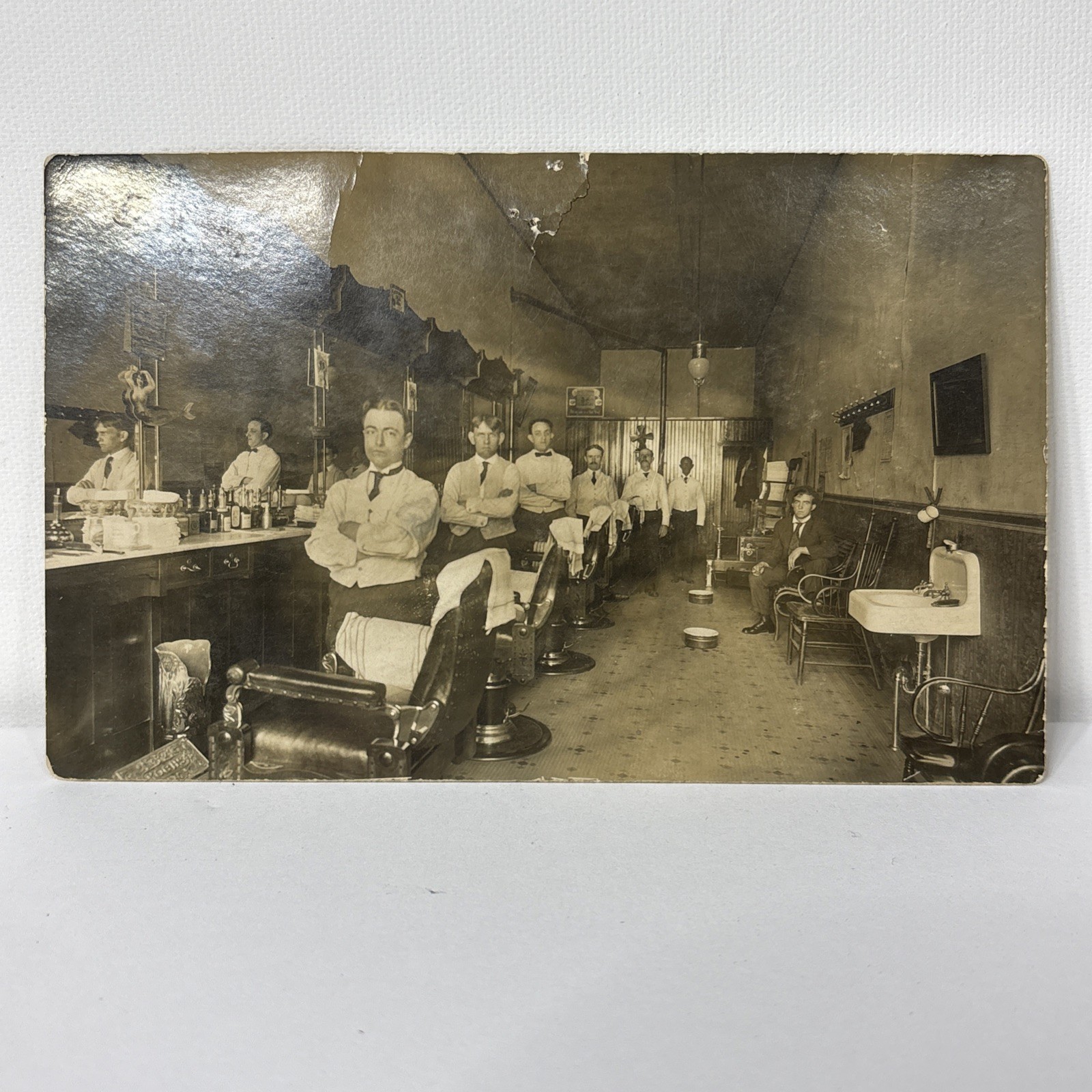 RPPC Barbershop And Barbers In Uniform