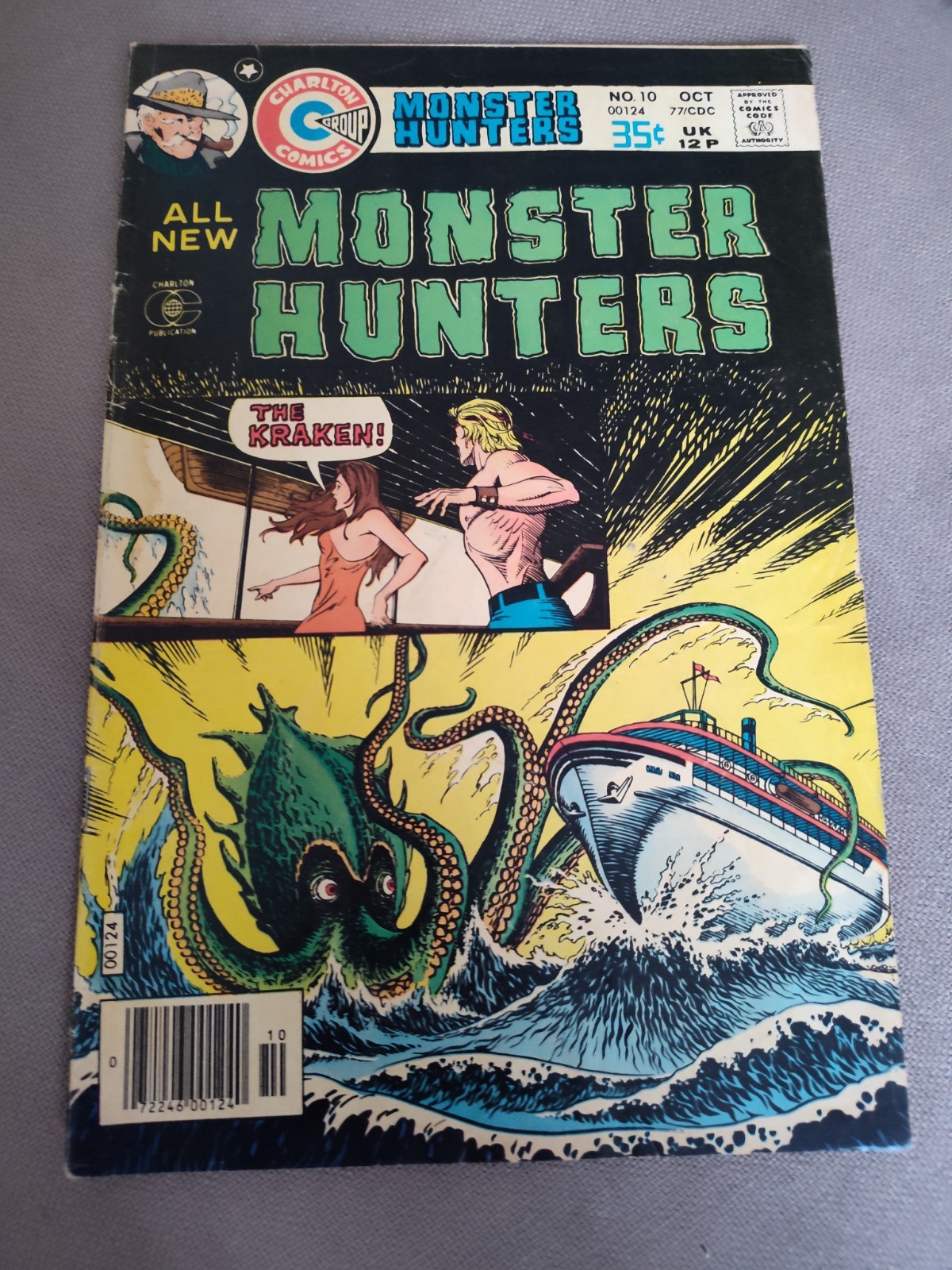 Vintage 1977 Charlton Monster Hunters #10 Comic Book The Kraken Bronze Age