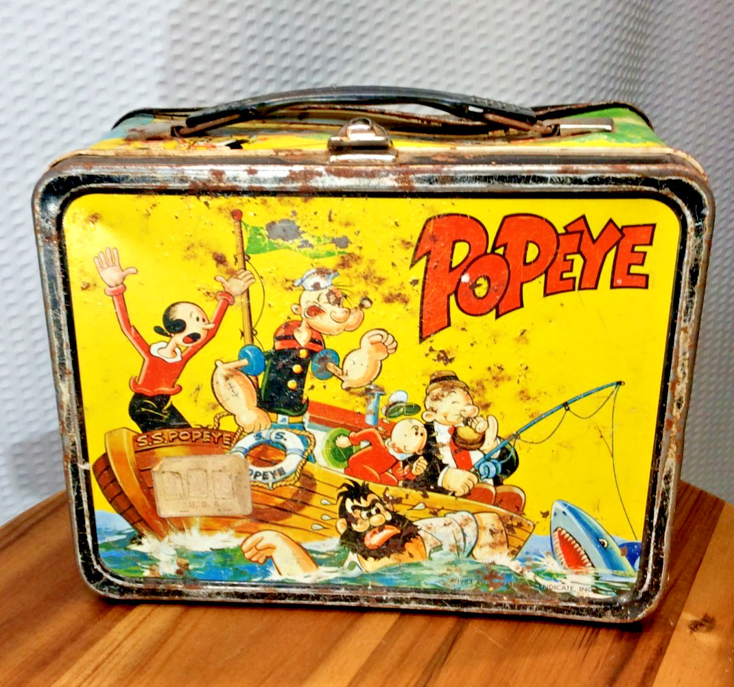 Vintage 1964 Popeye Metal Lunchbox & Thermos KING SEELEY Co.