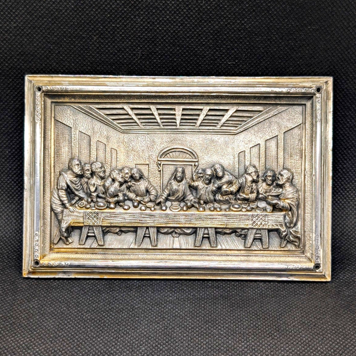 Vintage Jesus Last Supper Christianity Metal Plaque Wall Hanging 5.5\