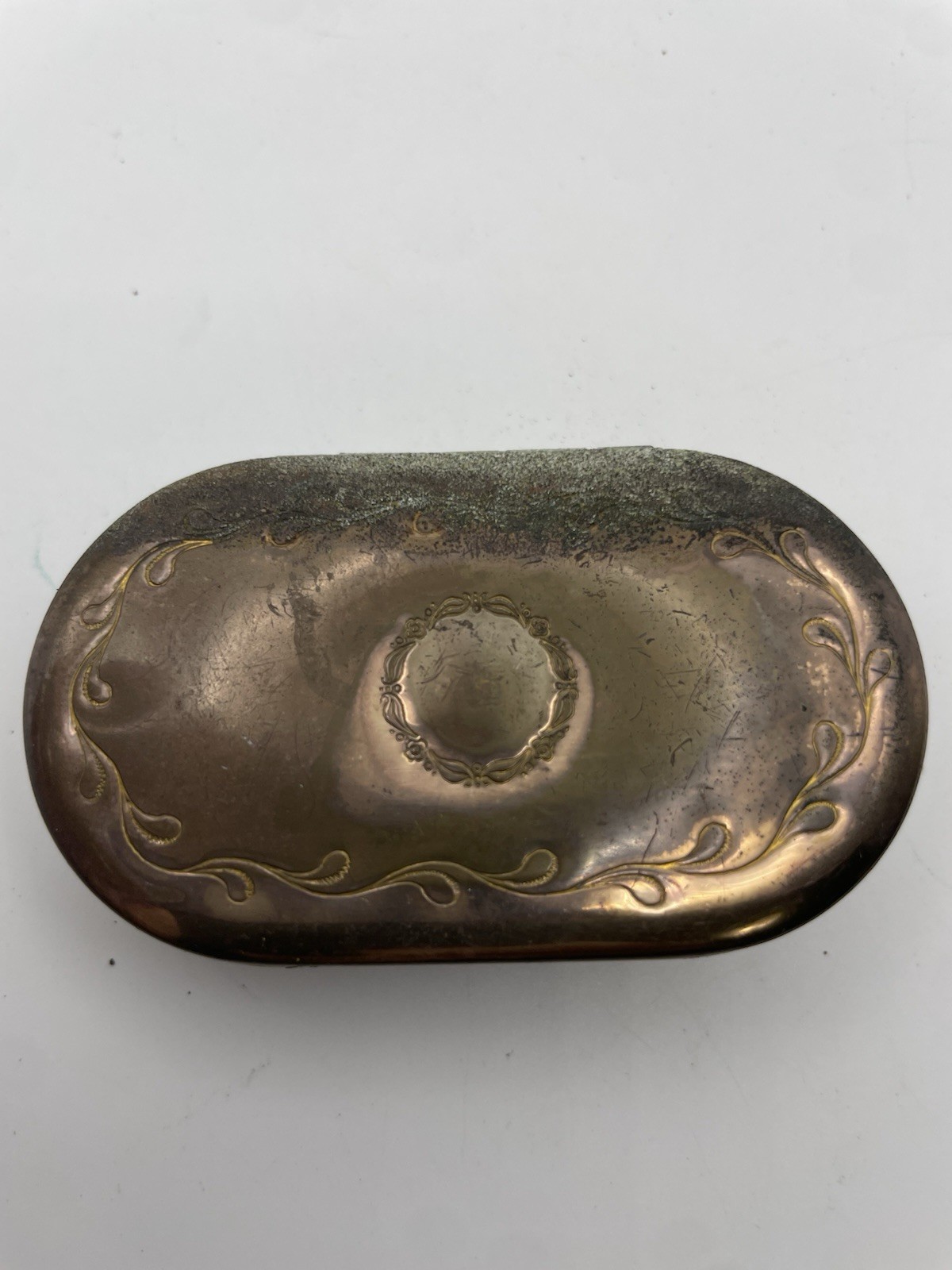 Antique Engraved Brass Snuff / Tobacco Tin