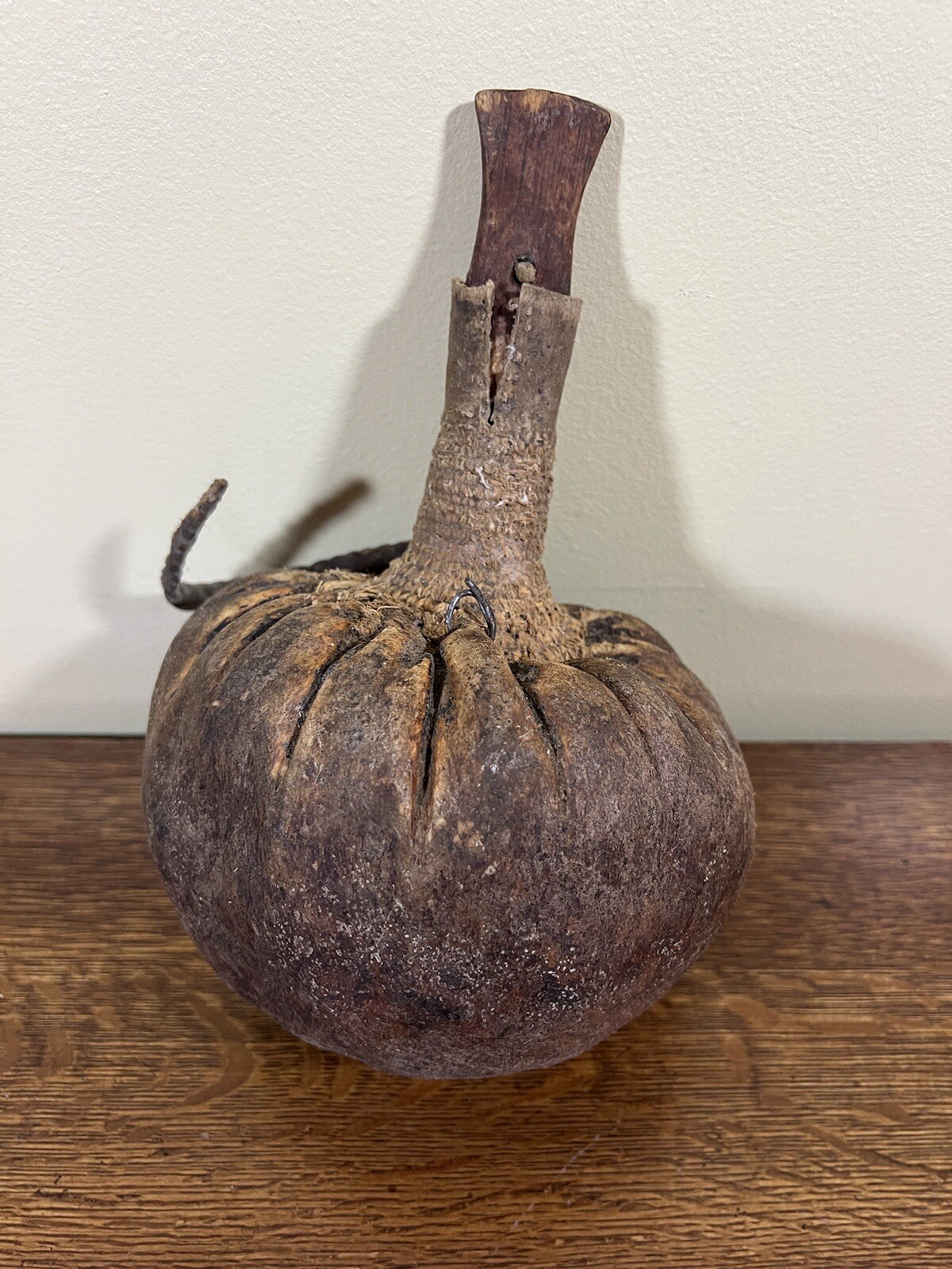 Antique African PRIMITIVE OLD Gourd? Unknown Vessel With Stopper #9
