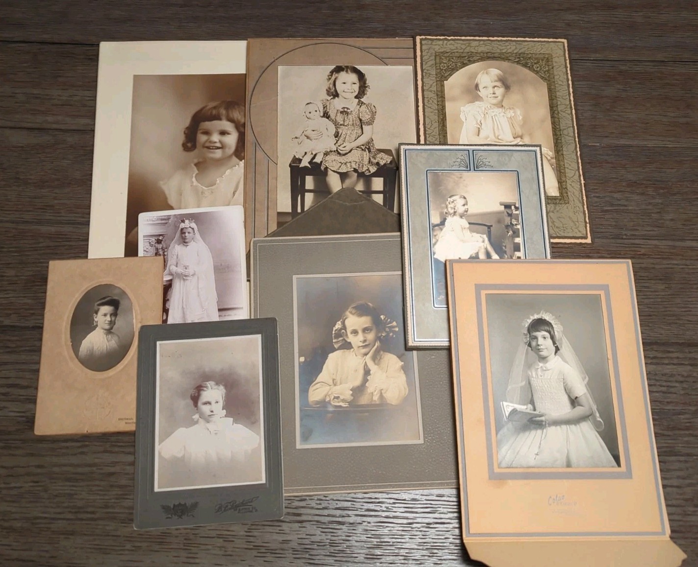 Antique Cabinet Cards 1800s 1900s Cute Child Teenage Girls LOT OF 9 Nine PHOTOS