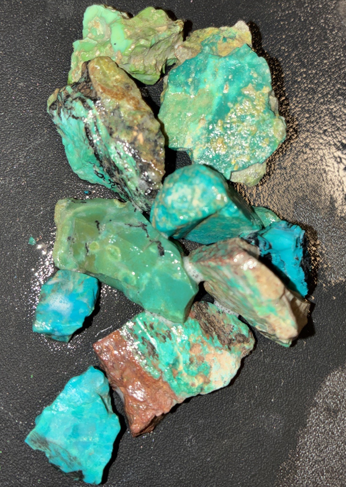 Natural Gem Hard Blue Diamond Turquoise  44 Grams Mixed Color Rough Hubei