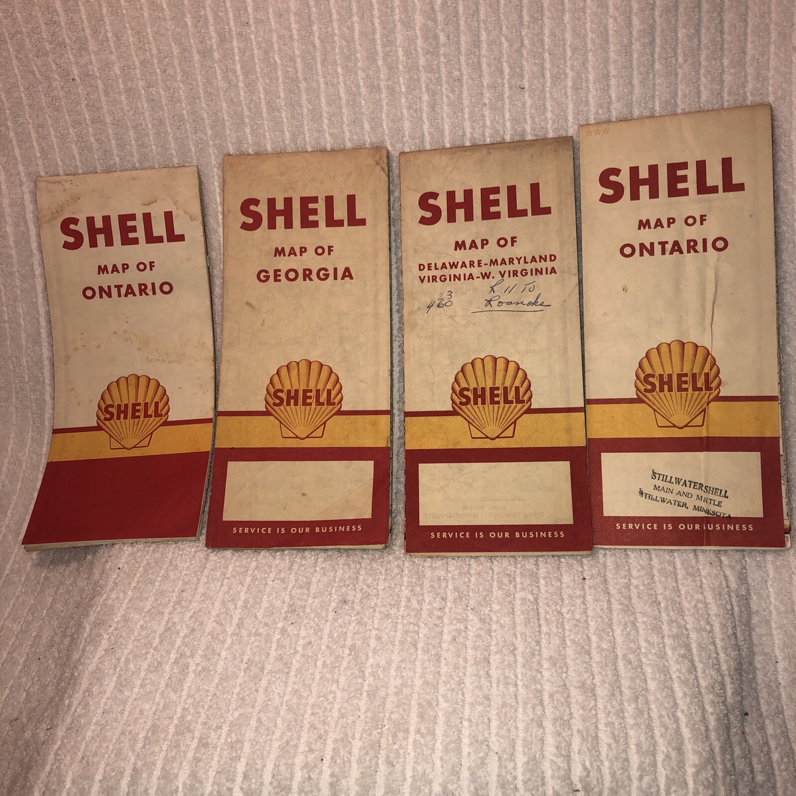 4 Vintage 1958,60,61 Shell  Oil Gas Service Station Travel Road Map Minnesota